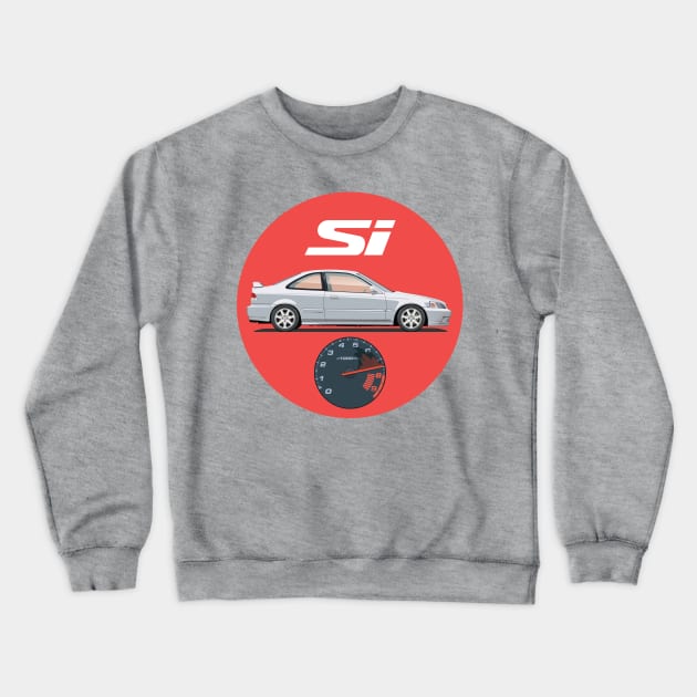 Civic Si in Silver Crewneck Sweatshirt by J7Artwork